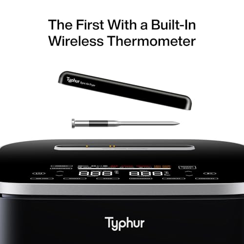 Image of Typhur Sync 8QT Air Fryer with Built-in Wireless Thermometer, 9-in-1 Smart Airfryer with PFAS free Ceramic Nonstick Basket for Quick Easy Meals, Cooks 6lb Whole Chicken, Dishwasher Safe Parts