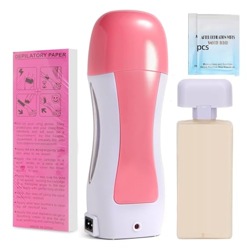 Image of Wax Heater Machine Roll on Hair Removal Wax Kit Painless Skin Types Hands, Legs White Chocolate Liposoluble Wax Easy To Home And Polur Use (Wax Roll on + Wax Cartidge + Wax Strips + Wipes) (3)