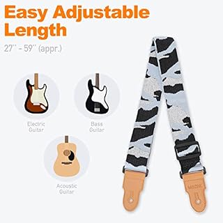MOOZAK Colorcloud Sangle de guitare pour guitares acoustiques, électriques et basses avec 2 verrous de sangle, 3… - Les Beatles, Paul McCartney, John Lennon, RIngo Starr, George Harrison MOOZAK Colorcloud Sangle de guitare pour guitares acoustiques, électriques et basses avec 2 verrous de sangle, 3… – Image 4