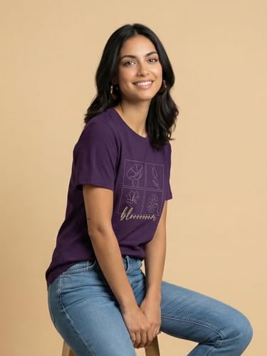 Image of Nobero Women's Graphic Printed T-Shirt | Regular Fit 180 GSM Cotton Tee for Women | Comfortable Round Neck Casual Wear