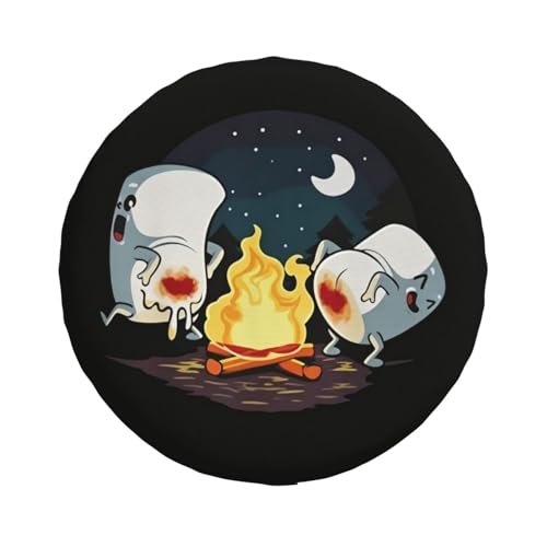 Spare Tire Cover with Marshmallow Campfire Pattern Wheel Protectors Weatherproof Wheel Covers Universal Fit for SUV Truck Rv Travel Camper Trailers Accessories 15inch