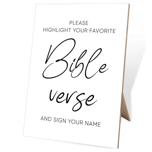 Please Highlight Your Favorite Bible Verse Sign, Bible Wedding Guestbook Sign, 8X11 Elegant Minimalist Style Wooden Sign, Bridal Shower Decorations, for Wedding Reception and Event Party,Y14