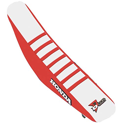D'cor Visuals Gripper Seat Cover - Honda (RED/White with RED Ribs) for 13-16 Honda CRF450R