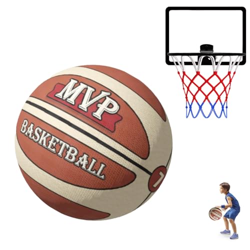 サイレントバスケットボール、屋内バスケットボールフープ付き - サイズ7、無音、新しい3D溝付きエアレスフォームで静かなドリブルと屋内トレーニング