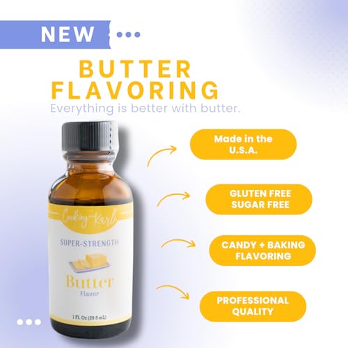 Butter Flavor/Extract - 1 fl oz - Cooking with Karli - Gluten Free & Sugar Free - Used for candy, frosting, baking