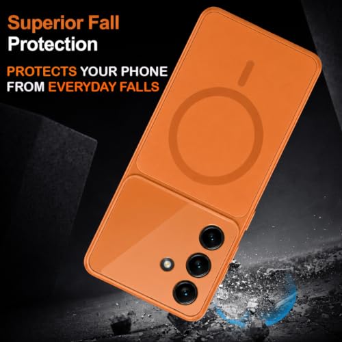 Image of SHINESTAR Luxury Matte Glass Magnetic Phone Case for Samsung Galaxy S26 5G | Wireless Charging Support | Camera Lens Protection | Shockproof Slim Protective Back Cover | Orange