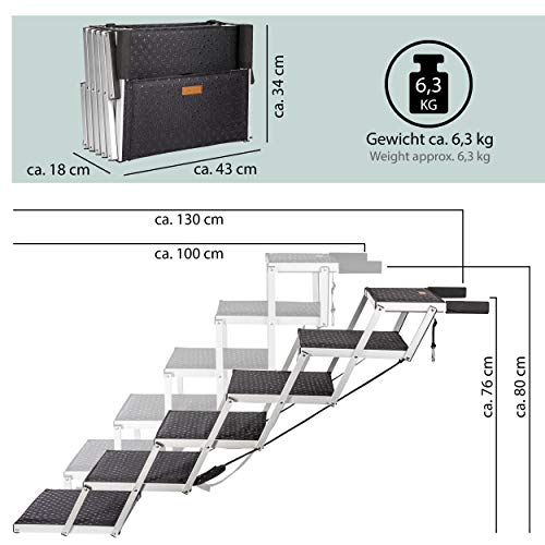 ONVAYA® Hundetreppe faltbar | Hunderampe Einstieghilfe für Autos oder hohe Betten | klappbare Haustiertreppe | stabile Hundeleiter | praktisch & leicht | für bis zu 60 kg (6 Stufen)