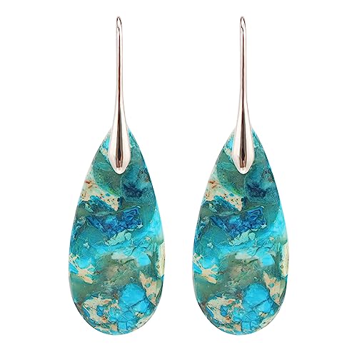 Natural Healing Stone Waterdrop Earrings Crystal Birthstone Dangle Drop Earrings