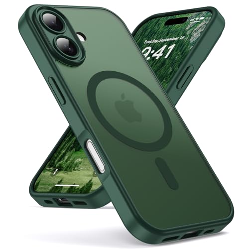 Ya en manzanajugosa.com: Oududianzi - Funda para iPhone 16 Compatible con MagSafe, Funda Trasera Translúcida de PC, TPU Silicona Bumper, Carcasa de Protección Militar Anti-Choques Antigolpes - Forestgreen