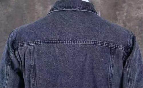 Men Denim Jackets Wide Shoulders With Print Cargo Loose Coat4