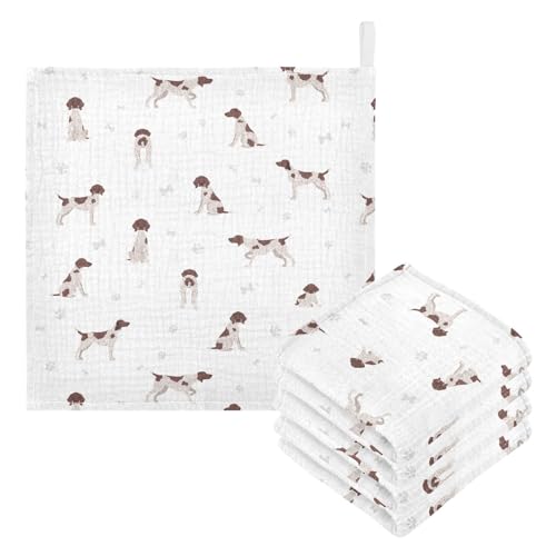 Image of vvfelixl Baby Cotton Washcloths German Shorthaired Pointer Infants Bath Towel for Unisex Puppy Face Towels for Newborn, Natural Baby Wipes Delicate Skin, 11.8 X 11.8 inch, one sizex3