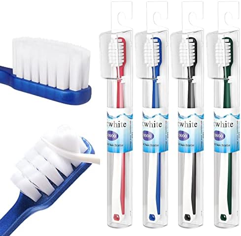 Dr. White Ultra Soft Bristle Toothbrush - Travel Tooth Brush for Sensitive Gums, Extra Soft Silk Adults Toothbrush for Oral Gum Recession & Braces - 4 Count