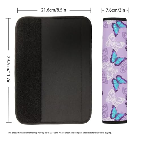 Image of AFPANQZ Blue Butterfly Auto Seat Belt Covers for Adults Children 2 Pack Safety Seatbelt Pad Cushion Kit Car Seats Accessories Vehicle Auto Seatbelt Cushion Pads Universal Fit