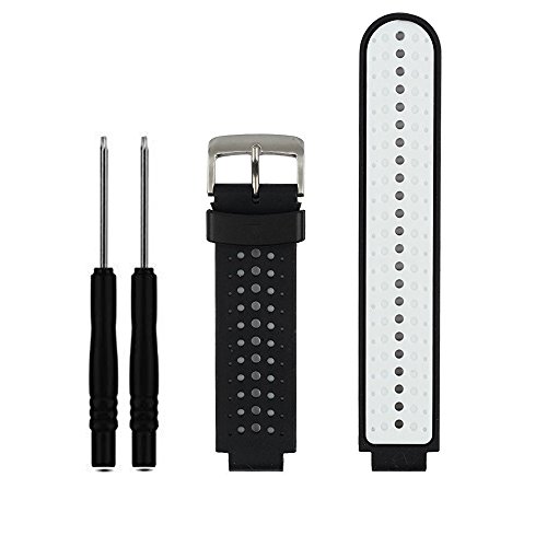 Hwhmh 1Pc Replacement Silicone Bands With 2Pcs Pin Removal Tools For Garmin Forerunner 220/230/235/620/630 (No Tracker, Replacement Bands Only) (02-Black/White) #TOP27