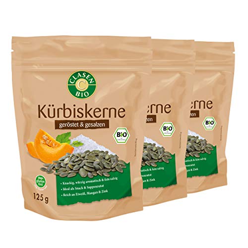 3x CLASEN BIO Kürbiskerne geröstet und gesalzen - 125g Cover