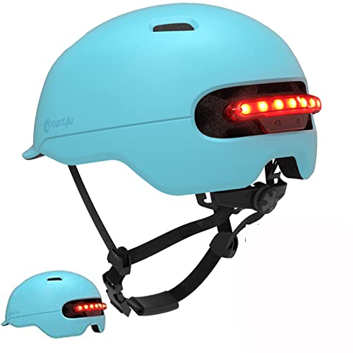 Smart4u Casco de Bicicleta y 3 Modos de Luz de Advertencia, Inteligente Casco Bicicleta Patinete Electrico Adulto con Luz, Casco de Ciclismo para Hombre y Mujere Cover