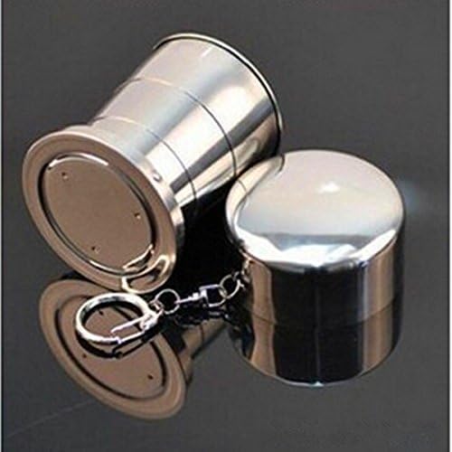 Tachobi Folding Stainless Steel Travel Mug Cup Glass Camping Water Glass Collapsible Shot Glass Stainless Steel Glass Expandable Shot Glass, 160 ml (Pack of 1)-image-31