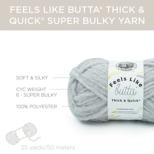 Image of Lion Brand Yarn Feels Like Butta Thick & Quick Bulky Yarn, Quiet Grey