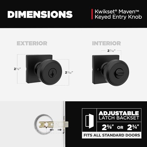 Image of Kwikset Maven Entry Door Knob with Lock and Key, Secure Keyed Handle Exterior, Front Entrance and Bedroom, Matte Black, 10 Pack, Pick Resistant SmartKey Rekey Security and Microban