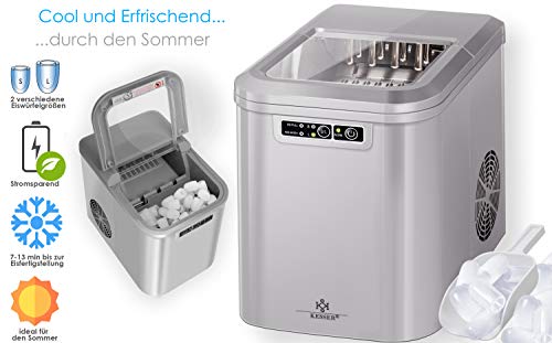 KESSER® Eiswürfelbereiter | Eiswürfelmaschine Edelstahl | Ice Maker | 12 kg 24 h | Zubereitung in 7 min | 2,2 Liter Wassertank | 2 Eiswürfel-Größen | LED-Display | Selbstreinigungsfunktion | (Silber) – Bild 8