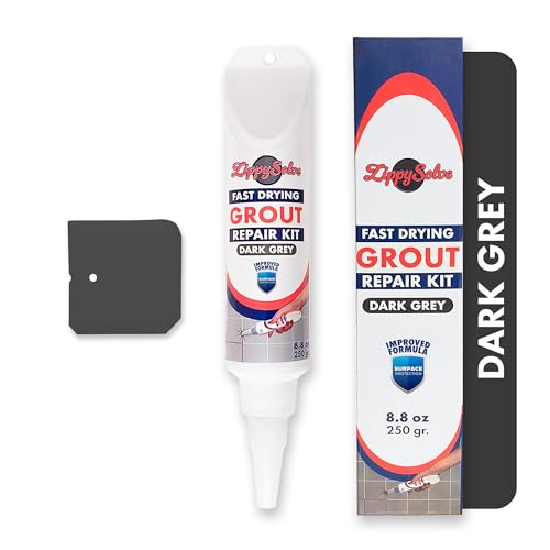 Image of ZippySolve Tile Grout, Repair Kit, Restore & Renew Tile Joints Line, Fast Drying Tile Grout Paint Squeeze Tube for Bathroom Shower Kitchen Floor, Waterproof (8.8 oz, Dark Grey /Anthracite)