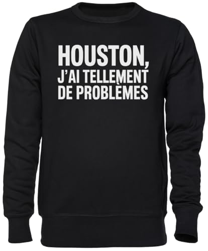 Sweat-shirt Houston en jersey noir coupe unisexe moderne sweat à message