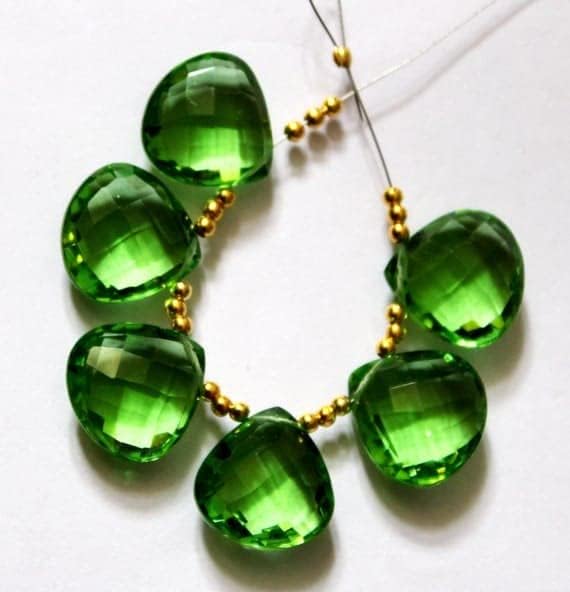 Quartz vert briolette de 14mm pour perles de bijoux faits main