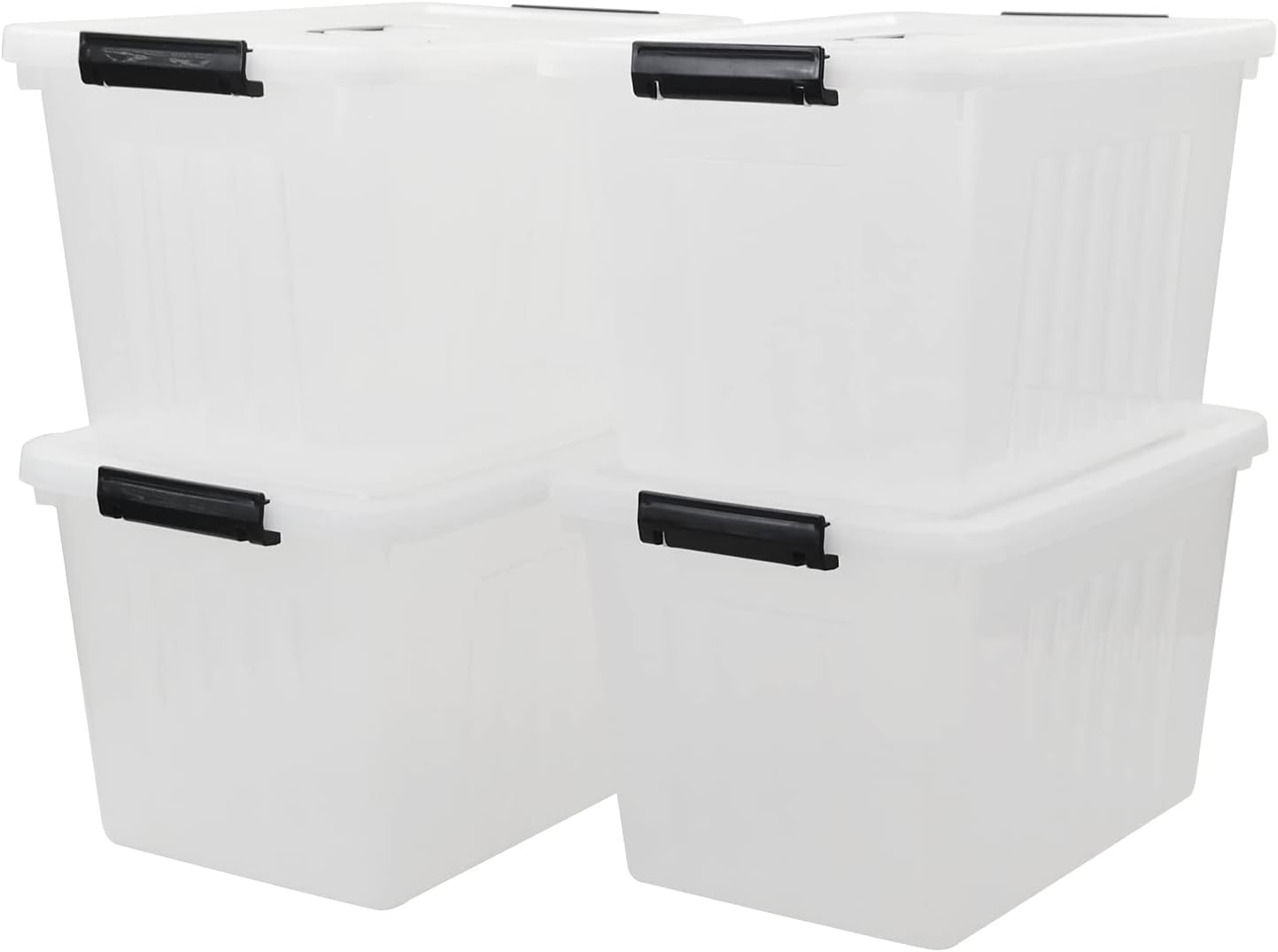 Wekioger 22 Quart Plastic Container Box with Lid, Set of 4 Latching Storage Bin with Handle, Clear