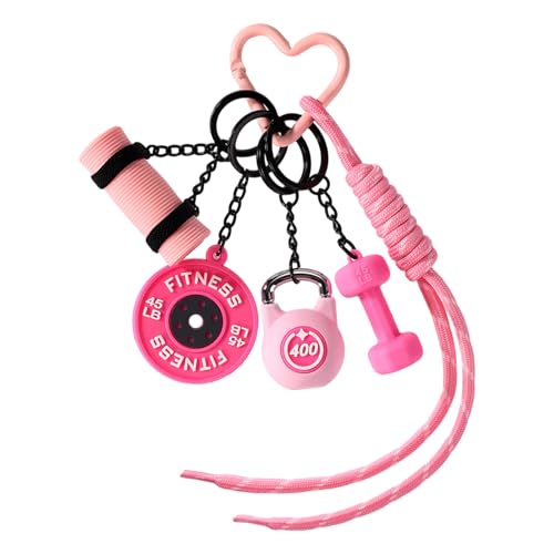 Sinbana Gym Keychain, 5 Styles Pink Dumbbell Kettlebell...