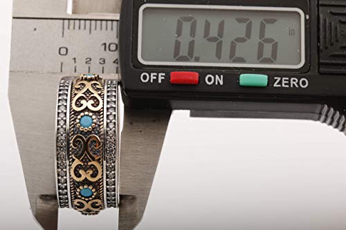 Generic Handmade Turkish Authentic Jewelry Round Shape Cut Turquoise Topaz 925 Sterling Silver Band Ring For Gift For Ladies Size Option thumb #8