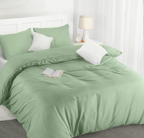 Image of Utopia Bedding Duvet Cover Double - Soft Microfibre Polyester Duvet Cover with Pillow cases - Bedding Quilt Cover Set (Sage) | Soft Microfibre Polyester - Bedding Quilt Cover Set