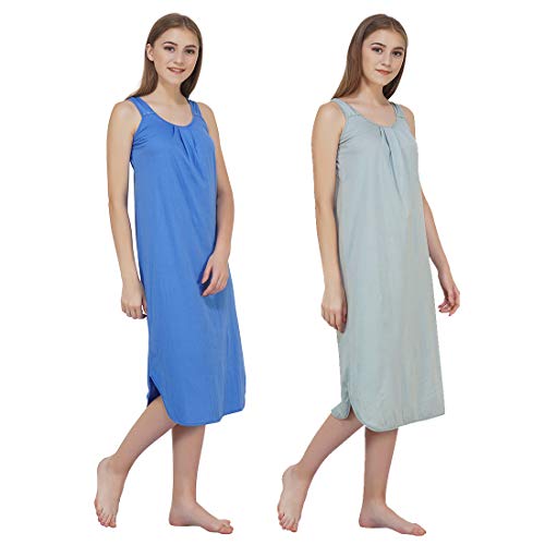 Image of BLAZON Women's Cotton Hosiery Solid Maxi Nighty Slip (Pack of 2) Available Sizes: S, M, L, XL, 2XL, 3XL, 4XL, 5XL