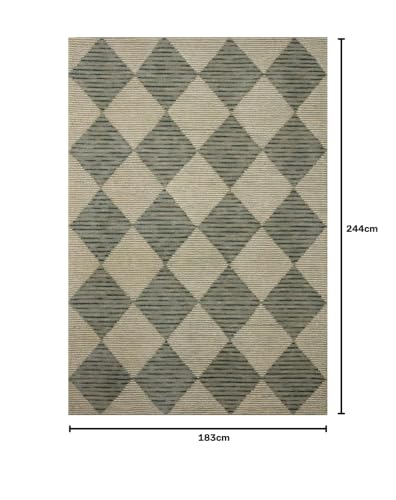 Image of Spectrum Pattern Wool Carpet with Loop Texture Yarn Anti Shedding Carpet Size 6x8 Feet A0 Green & Multi Color