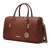 MKF Collection Travel Duffle Bag for Women, Quilted Vegan Leather Large Overnight Fashion Weekender Carry-on Handbags