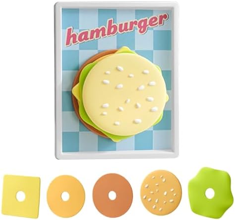 Komik Bardak Altlığı - Hamburger Desenli Kaymaz Silikon Pedi,Manyetik Saklama Çerçeveli İçecek Bardak Altlıkları,Kahve Bar, Ev, Ofis, Oturma Odası Dekorasyonu, Erkek Kadın Hediyesi - Görsel 1