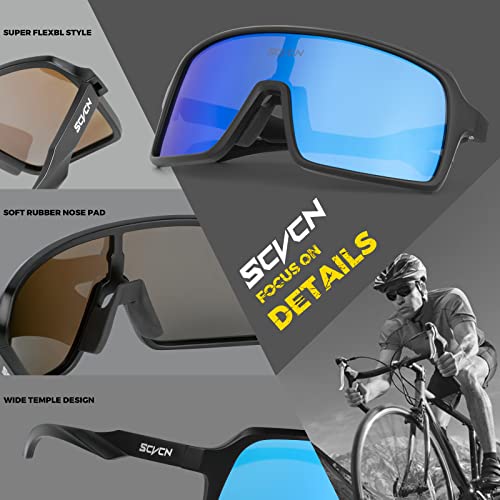 Scvcn Polarized Cycling Glasses Mountain Bike Sunglasses Mtb Sunglasses Sports Glasses Men Women Bicycle Riding Goggles Biking Sunglasses Baseball Running Fishing Golf Tr90 Motorcycle Glasses Blue #TOP2