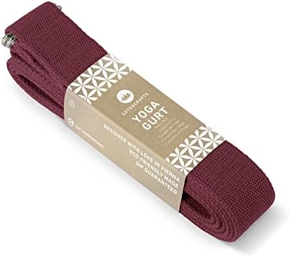 Lotuscrafts yoga belt - 100% cotton (KBA) - for better stretching - for beginners and advanced - yoga belt with metal buckle [250 x 3,8 cm].