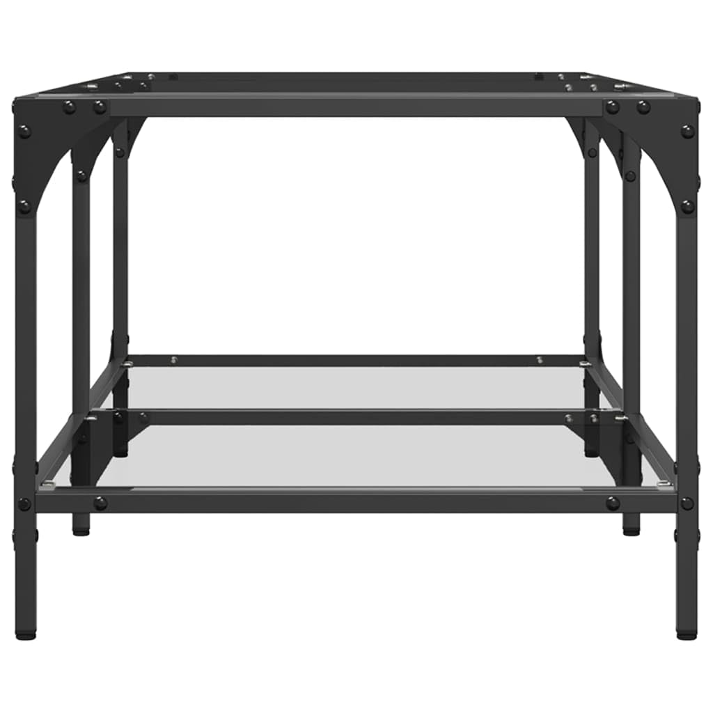 Tavolino da salotto con ripiano in vetro trasparente, 98,5 x 50 x 40 cm, acciaio | Elegante tavolo in vetro per soggiorno e ufficio. Superficie facile da pulire con robusto telaio in acciaio.