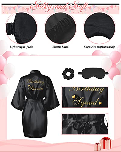 Image of Neer 21 Pcs Women Birthday Party Robe Set Queen Squad Kimono Satin Bathrobes with Eye Mask and Scrunchie for Birthday