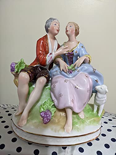 Dresden Antique Germany Courting Couple Porcelain Figurine Meissen Style Mint