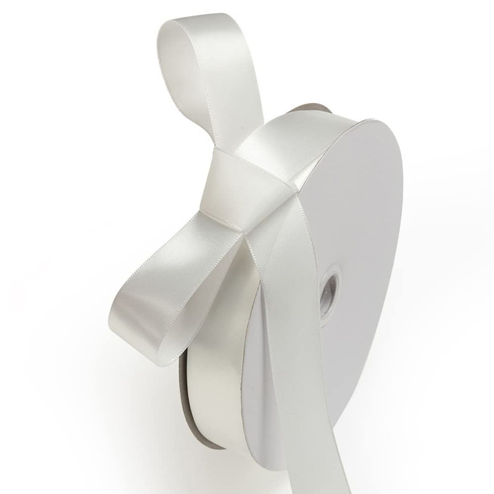 Cinta de raso de 100 yardas para manualidades, cinta decorativa para Navidad, boda, día de San Valentín, bautizo, cumpleaños, fiesta, regalo, embalaje, 50 mm, color blanco