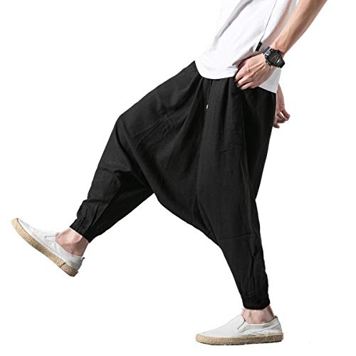 Seidarise Men's Drop Crotch Pants, Harem Pants, Genie Pants Plus Size Harem Jogge Balloon Yoga Black #TOP4