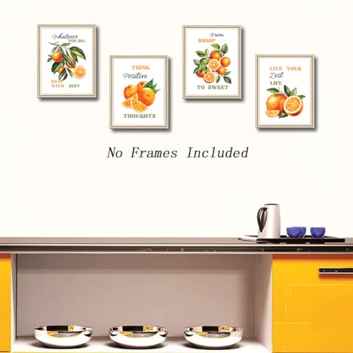 Image of TANXM Fruit Wall Art Citrus Pictures Art Prints- Great Kitchen Poster Farmhouse Decor, Oranges Canvas Wall Art, Perfect for Dining Room Kitchen Office,Set of 6 (8 inchX10 inch, No Frame