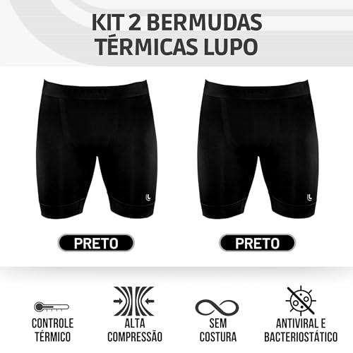 Kit 2 Bermudas Termica Lupo I-MAX | 2 Bermudas Pretas | G