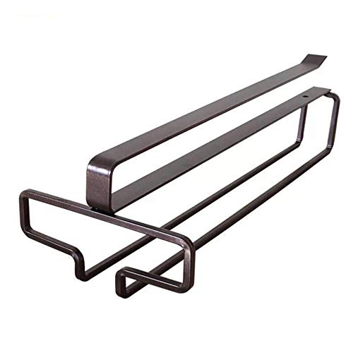 سوينغ مجموعة من 2 حامل كؤوس النبيذ تحت الخزانة، رف زجاجي معلق بدون ثقب لتنظيم المطبخ، بني، حديد