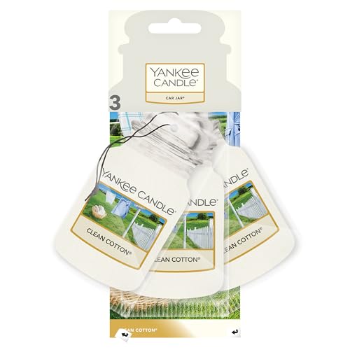 Yankee Candle Car Jar Scented Air Freshener | Clean Cotton | 9 Count