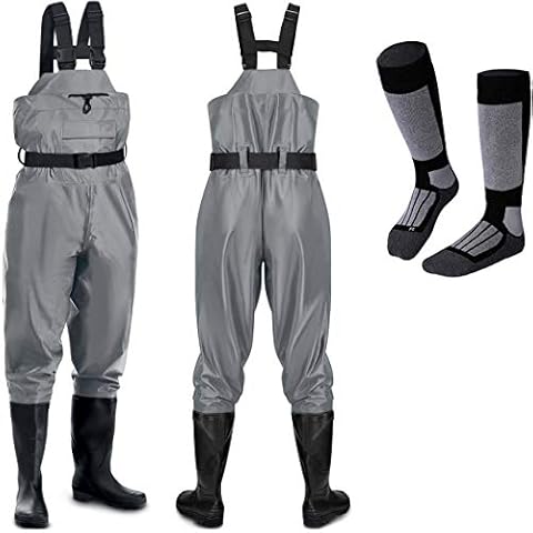 Zancudas de pesca impermeables y transpirables smartpeas con botas y rodilleras de neopreno y calcetines térmicos Cover