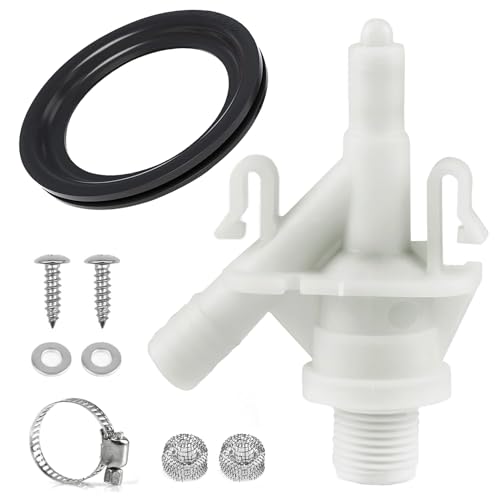 Upgraded RV Toilet Water Valve Replacement Kit Compatible with RV Toilet 300, 310, 320, Includes 385311641 Water Valve & 385311658 Toilet Seal, for Camper/Travel Trailers Pedal-Flush Toilet