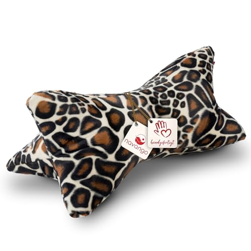 Navango® Leseknochen mit Tiermuster in Giraffen Optik | Buchstütze mit kuschelweichem Bezug | ca. 40 x 18 cm | Nackenkissen bei 30° Waschbar |...