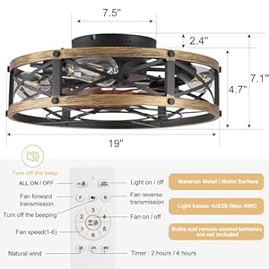 Caged Ceiling Fan with Light, Modern Fandelier Flush Mount Ceiling Fans with Lights and Remote, Farmhouse Low Profile Bladeless Ceiling Fans with Lights for Bedroom, Living Room Caged Ceiling Fan with Light Modern Fandelier Flush Mount Ceiling Fans with Lights and Remote Farmhouse Low Profile Bladeless Ceiling Fans with Lights for Bedroom Living Room